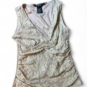 Rampage Women's Cream and Gold Crop-top